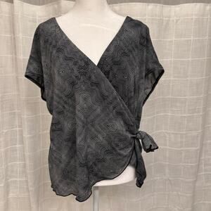 Y2K Black & White Asymmetrical Tie Blouse